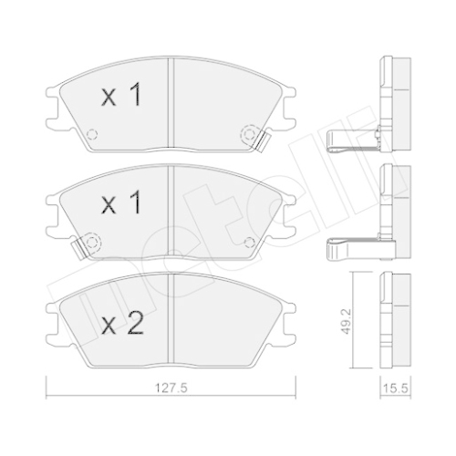 Bremsbelagsatz Scheibenbremse Metelli 22-0081-1 für Hyundai Vorderachse