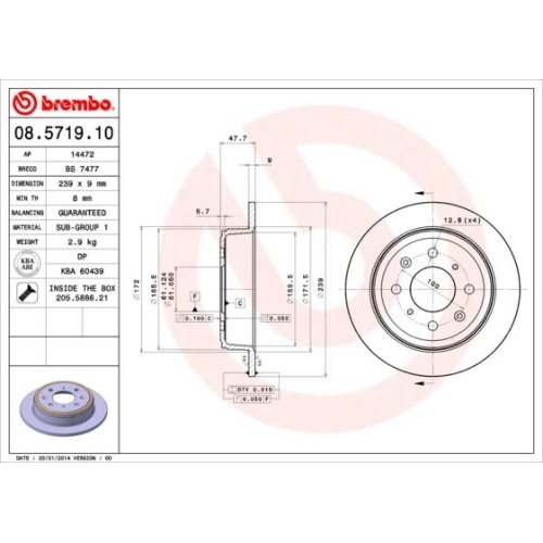 2X Brembo Bremsscheibe Hinterachse Prime Line für Honda