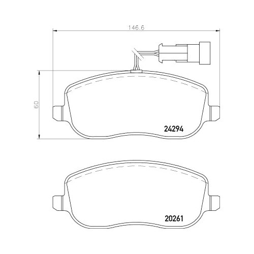 Bremsbelagsatz Scheibenbremse Hella Pagid 8DB 355 006-761 für Fiat Vorderachse