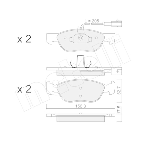 Bremsbelagsatz Scheibenbremse Metelli 22-0082-1 für Alfa Romeo Vorderachse