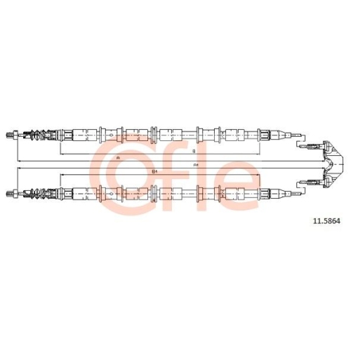 Seilzug Feststellbremse Cofle 11.5864 für Opel Hinten