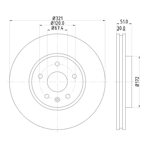 Hella Pagid 1X Bremsscheibe Pro für Gmc Opel Saab Vauxhall Buick