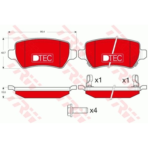 Bremsbelagsatz Scheibenbremse Trw GDB1515DTE Dtec Cotec für Opel Vauxhall Kia