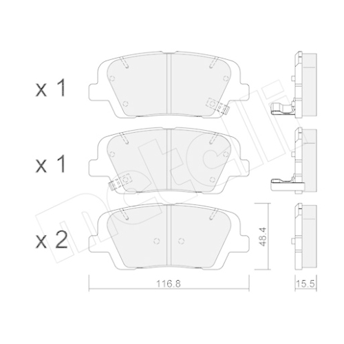 Bremsbelagsatz Scheibenbremse Metelli 22-0901-0 für Ssangyong Hyundai Kia