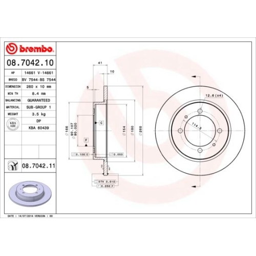 2X Brembo Bremsscheibe Prime Line - Uv Coated für Mitsubishi Volvo