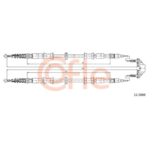 Seilzug Feststellbremse Cofle 11.5866 für Opel Hinten