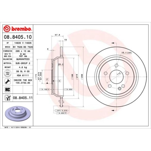 2X Brembo Bremsscheibe Prime Line für Mercedes Benz