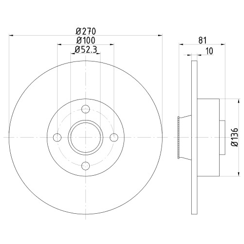 Hella Pagid 1X Bremsscheibe Hinterachse Pro für Renault