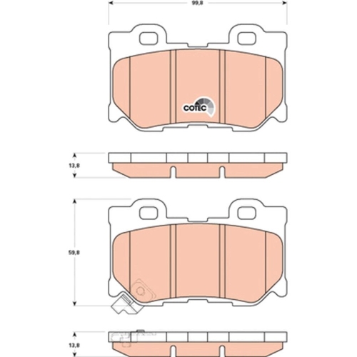 Bremsbelagsatz Scheibenbremse Trw GDB3515 Cotec für Nissan Infiniti Hinterachse