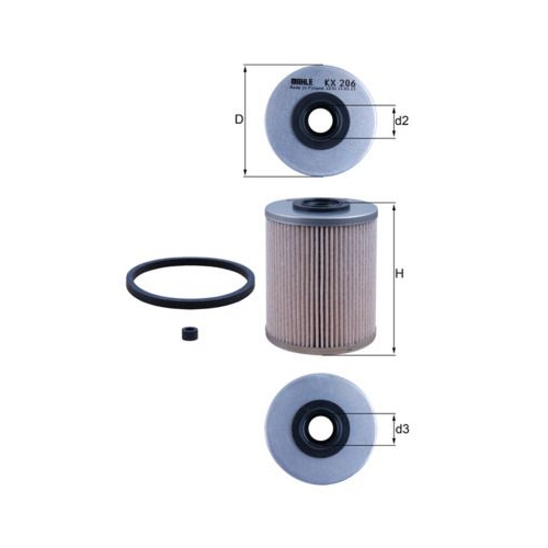 Kraftstofffilter Mahle KX 206D für Citroën Gmc Mitsubishi Nissan Opel Peugeot