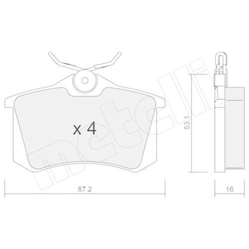 Bremsbelagsatz Scheibenbremse Metelli 22-0100-2 für Audi Citroën Nissan Peugeot