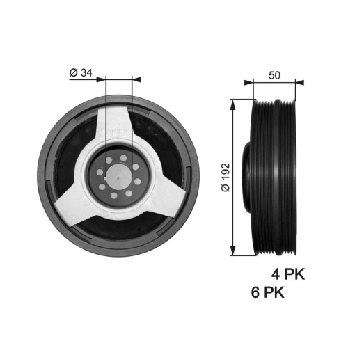 Riemenscheibe Kurbelwelle Gates TVD1030 Drivealign® für Audi Seat Skoda VW