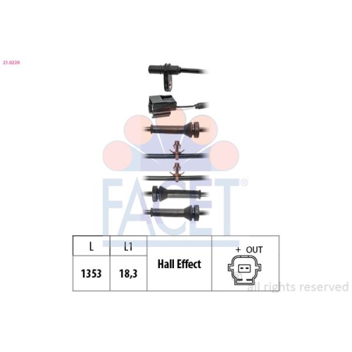 Sensor Raddrehzahl Facet 21.0239 Made In Italy - Oe Equivalent für Nissan