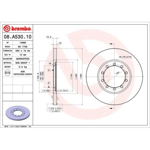 2X Brembo Bremsscheibe Hinterachse Prime Line für Ford