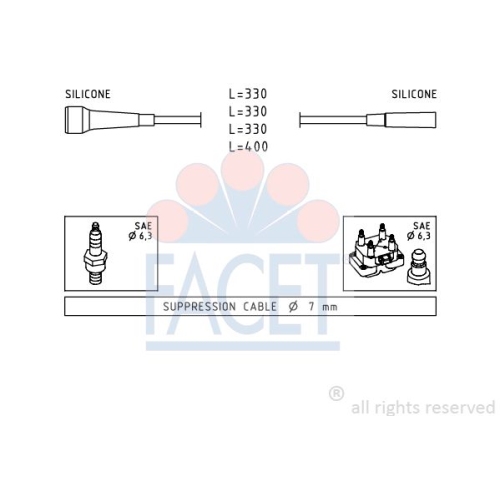 Zündleitungssatz Facet 4.9501 Made In Italy - Oe Equivalent für Renault