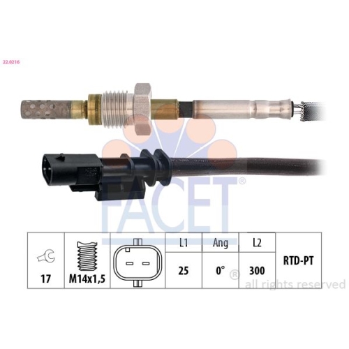 Sensor Abgastemperatur Facet 22.0216 Made In Italy - Oe Equivalent für Citroën