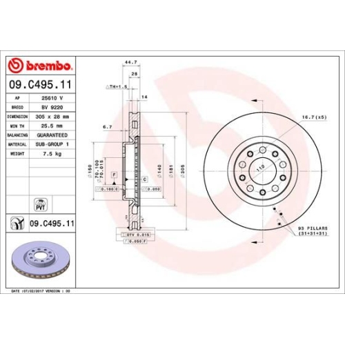 2X Brembo Bremsscheibe Vorderachse Prime Line - Uv Coated für Alfa Romeo