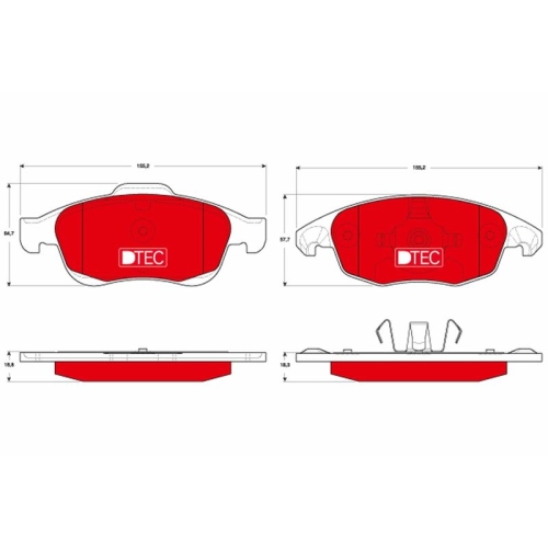 Bremsbelagsatz Scheibenbremse Trw GDB1690DTE Dtec Cotec für Citroën Peugeot DS