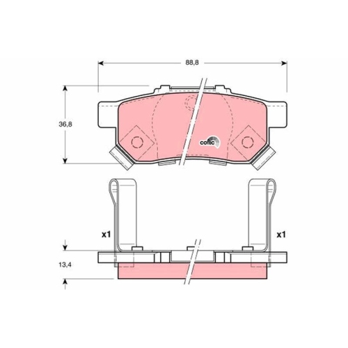 Bremsbelagsatz Scheibenbremse Trw GDB3174 Cotec für Honda Hinterachse