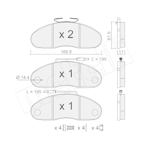 Bremsbelagsatz Scheibenbremse Metelli 22-0111-0 für Nissan Hinterachse