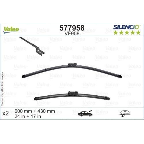 Wischblatt Valeo 577958 Silencio Flat Blade Set für Citroën Opel Peugeot Vorne