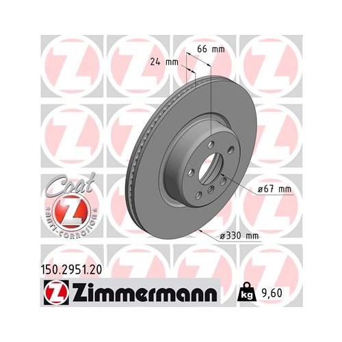 Zimmermann 2X Bremsscheibe Vorderachse Coat Z für Bmw Bmw (brilliance)