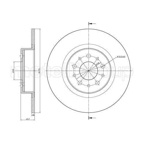 Metelli 2X Bremsscheibe Hinterachse für Alfa Romeo