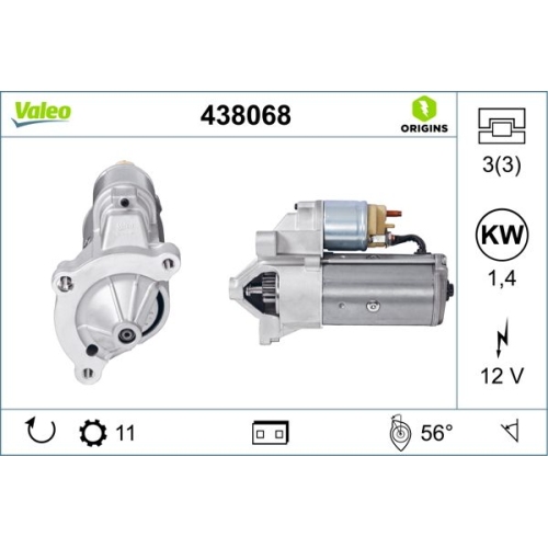 Starter Valeo 438068 Valeo Origins New Oe Technologie für Citroën Fiat Lancia