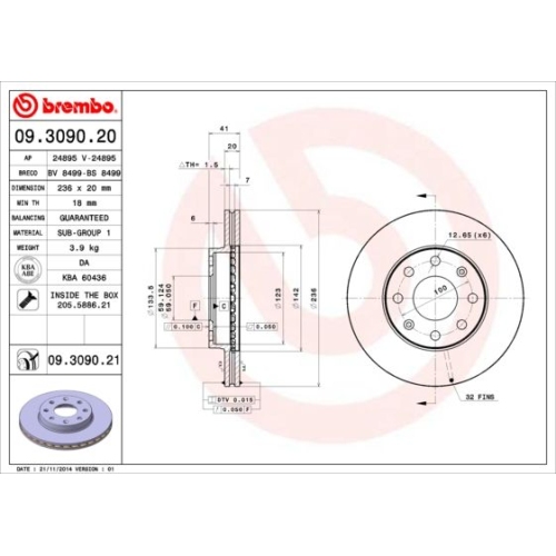 2X Brembo Bremsscheibe Prime Line für Chevrolet Daewoo Chevrolet (sgm)