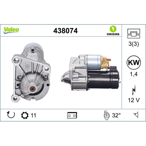 Starter Valeo 438074 Valeo Origins New Oe Technologie für Opel Renault Vauxhall