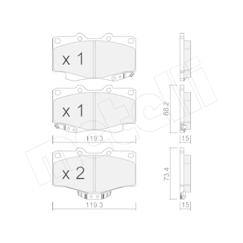 Bremsbelagsatz Scheibenbremse Metelli 22-0129-0 für Toyota VW Vorderachse