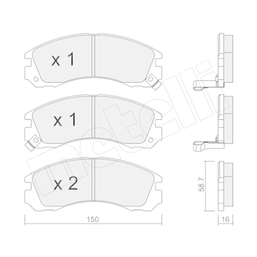 Bremsbelagsatz Scheibenbremse Metelli 22-0134-0 für Citroën Dodge Mitsubishi