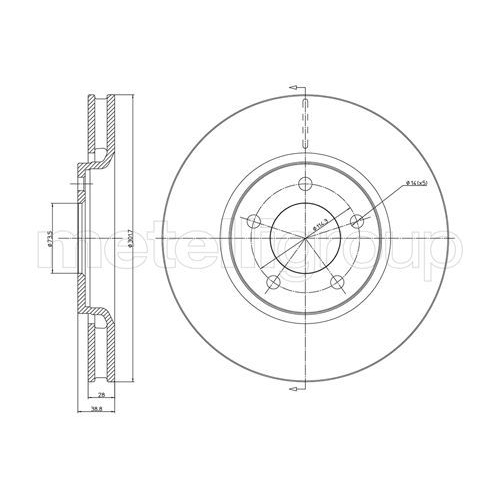 Metelli 2X Bremsscheibe Vorderachse für Chrysler