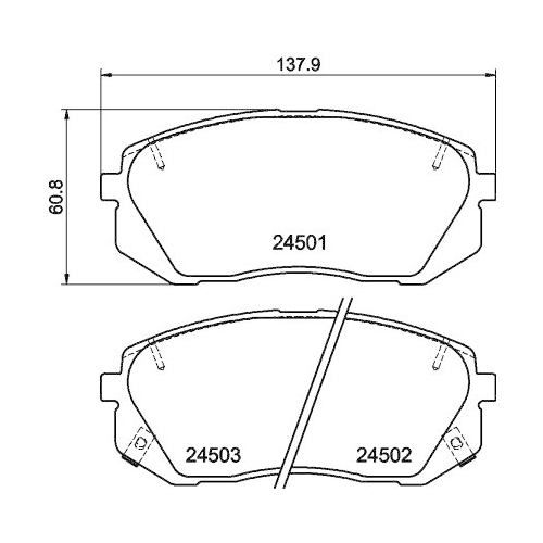 Bremsbelagsatz Scheibenbremse Hella Pagid 8DB 355 012-961 für Hyundai Kia