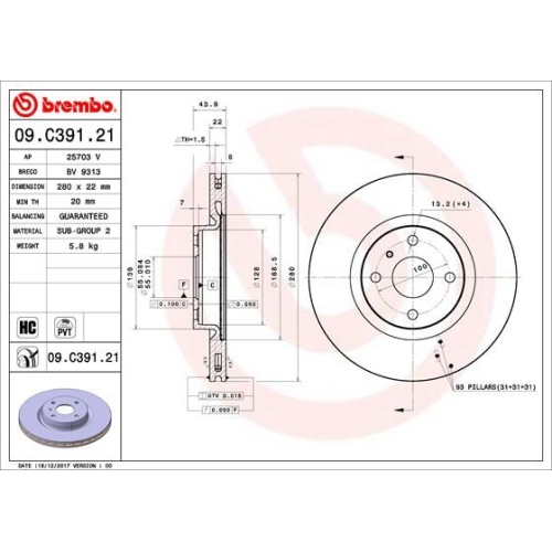 2X Brembo Bremsscheibe Prime Line - Uv Coated für Fiat Mazda Abarth