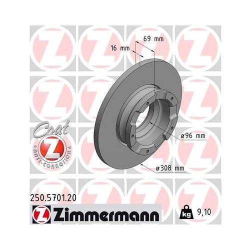 Zimmermann 2X Bremsscheibe Hinterachse Coat Z für Ford