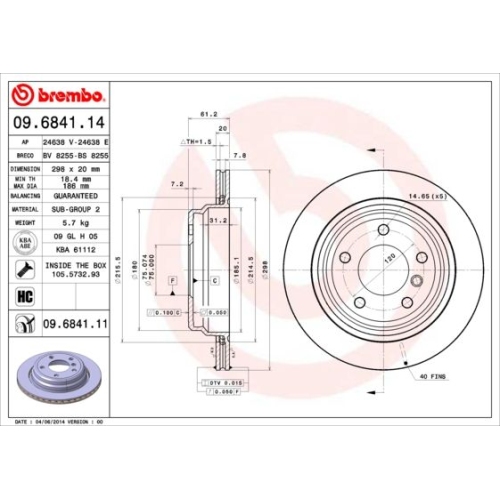 2X Brembo Bremsscheibe Hinterachse Prime Line - Uv Coated für Bmw Alpina