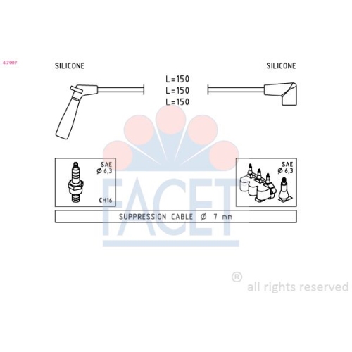 Zündleitungssatz Facet 4.7007 Made In Italy - Oe Equivalent für Chevrolet Daewoo