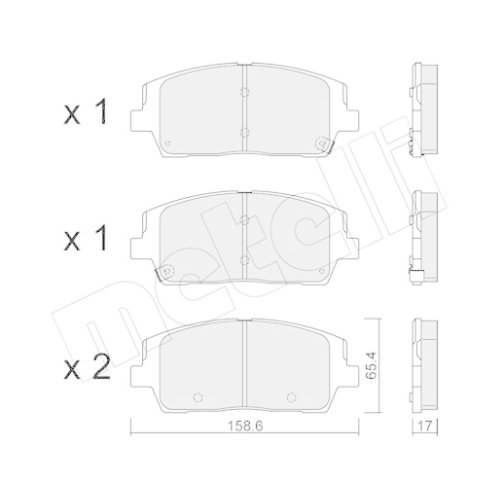 Bremsbelagsatz Scheibenbremse Metelli 22-1244-0 für Hyundai Kia Vorderachse