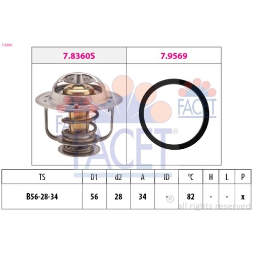 Thermostat Kühlmittel Facet 7.8360 Made In Italy - Oe Equivalent für Toyota