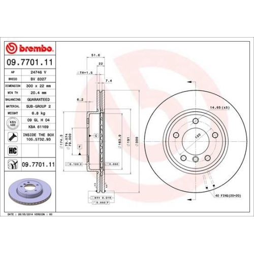 2X Brembo Bremsscheibe Vorderachse Prime Line - Uv Coated für Bmw