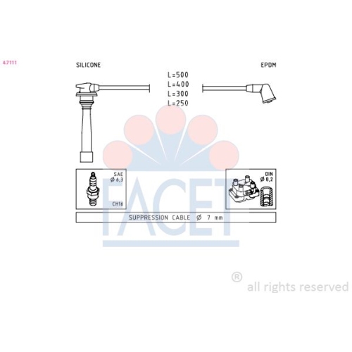 Zündleitungssatz Facet 4.7111 Made In Italy - Oe Equivalent für Hyundai Kia