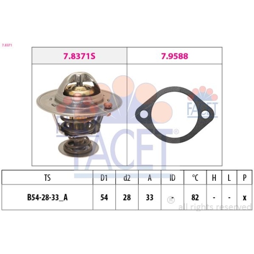 Thermostat Kühlmittel Facet 7.8371 Made In Italy - Oe Equivalent für Hyundai Kia