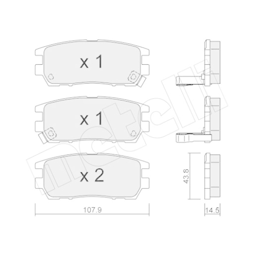 Bremsbelagsatz Scheibenbremse Metelli 22-0151-0 für Mitsubishi Hinterachse