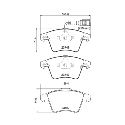 Bremsbelagsatz Scheibenbremse Hella Pagid 8DB 355 011-171 für VW Vorderachse