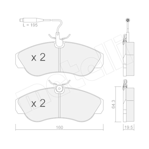 Bremsbelagsatz Scheibenbremse Metelli 22-0155-0 für Citroën Fiat Peugeot