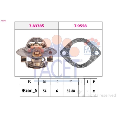 Thermostat Kühlmittel Facet 7.8378 Made In Italy - Oe Equivalent für Opel