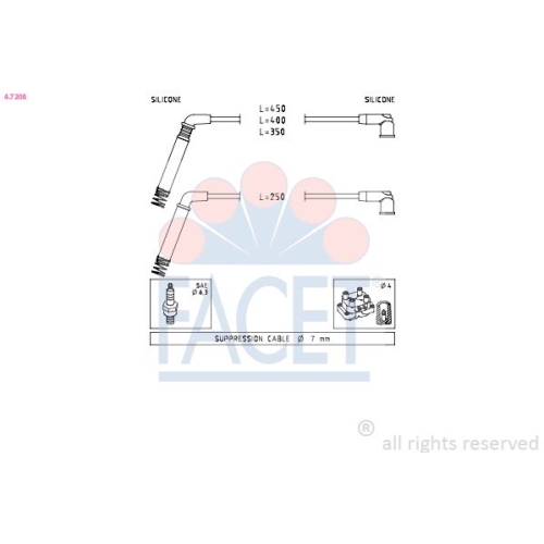 Zündleitungssatz Facet 4.7208 Made In Italy - Oe Equivalent für Ford