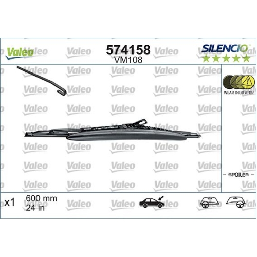 Wischblatt Valeo 574158 Silencio Conventional Single für Bmw Nissan Peugeot VW