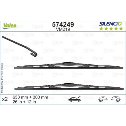 Wischblatt Valeo 574249 Silencio Conventional Set für Nissan Vorne